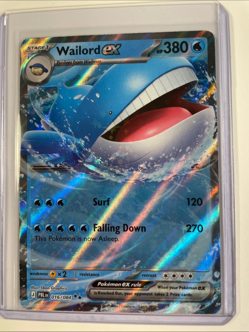 Pokemon Wailord ex Full Art - Blue and White Holographic